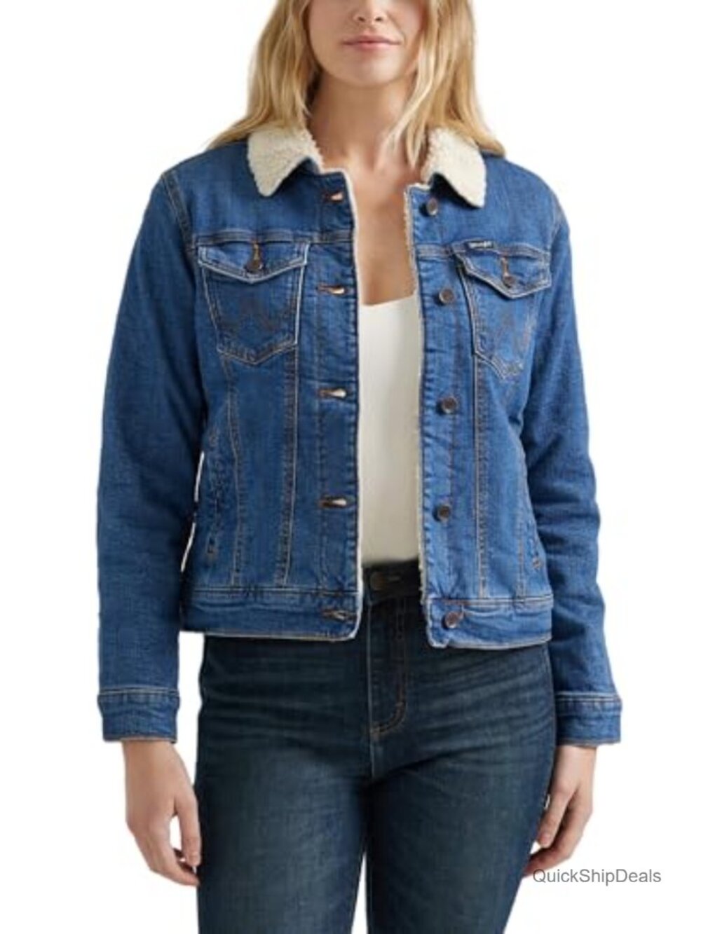 Wrangler Sherpa Lined Denim Jacket Retro Style Regular Fit Women's